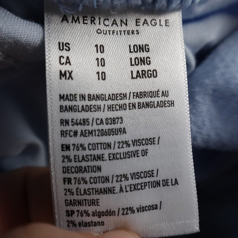 American Eagle Pants Womens 10 Blue Cargo High Rise Baggy Wide Leg Rave Stretch - Picture 10 of 16